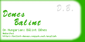 denes balint business card
